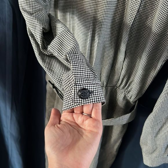 Vintage 80s Liz Claiborne Houndstooth Elegant Crossbody Romper, Size 10 (fits M) - Picture 5 of 7